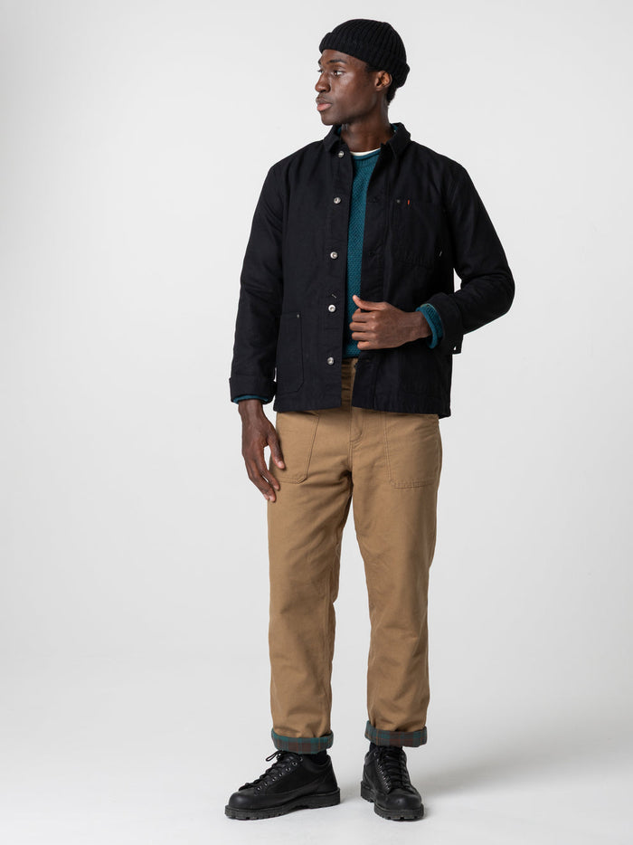 Basset Flannel Lined Jacket - Black/Deep Sea Check