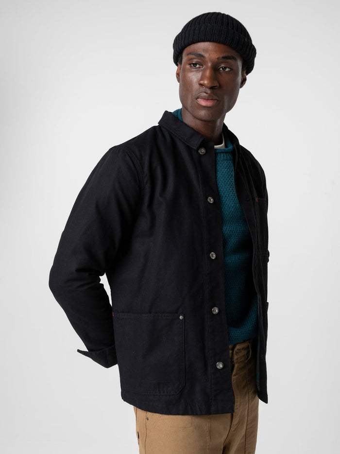 Basset Flannel Lined Jacket - Black/Deep Sea Check