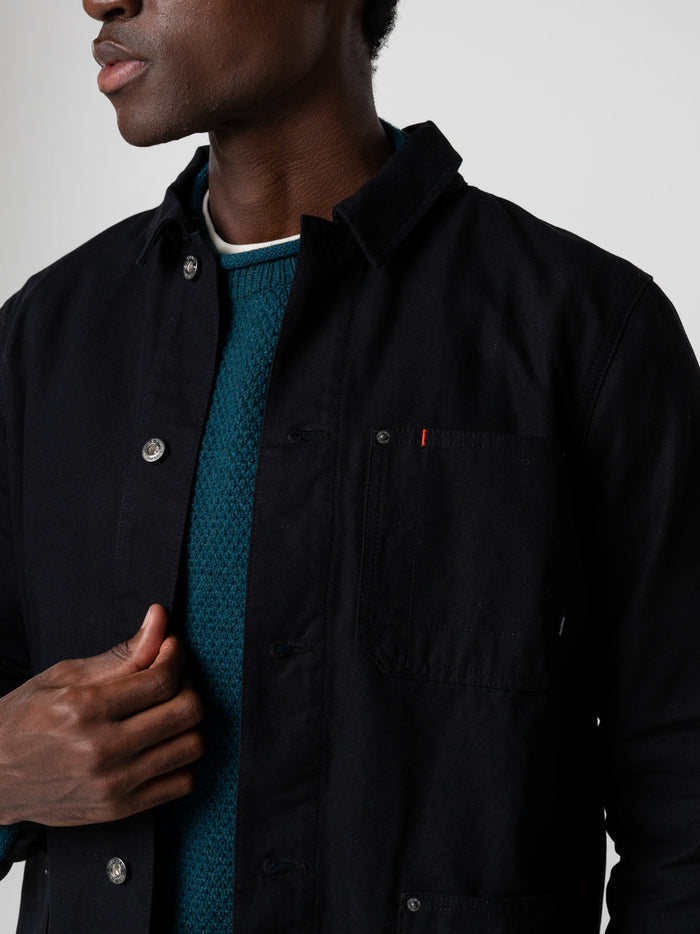 Basset Flannel Lined Jacket - Black/Deep Sea Check