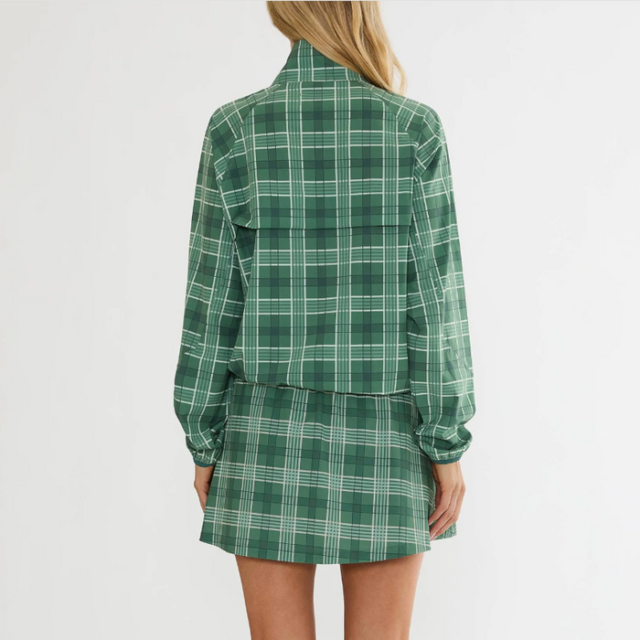 Beach Riot Atticus Pullover Jacket - Fairway Plaid Green