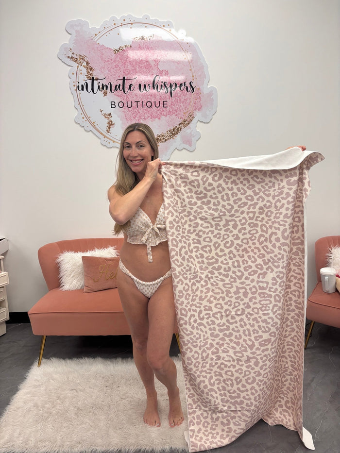 Beach Towel - Mauve Leopard RTS - Intimate Whispers