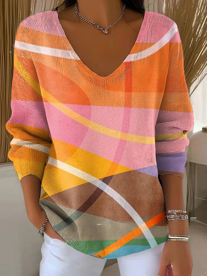 Béatrice – Pull coloré avec col en V