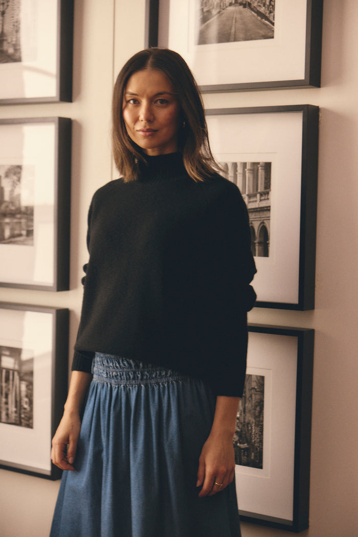 Bebe Cashmere Polo In Black