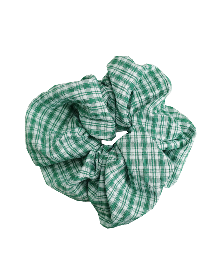 BETTY SCRUNCHIE GREEN AQUA CHECK