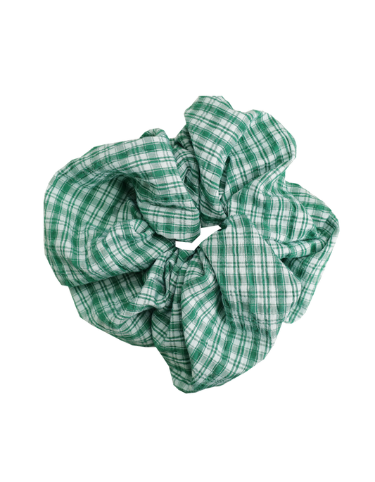 BETTY SCRUNCHIE GREEN AQUA CHECK