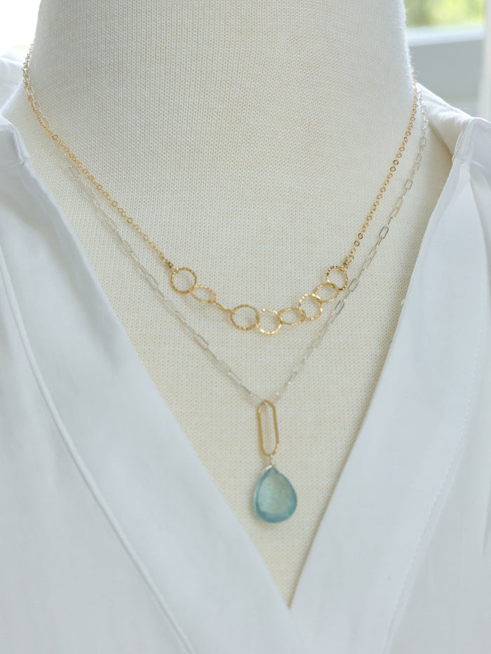 Big Sky Aquamarine nh Necklace with layering necklace