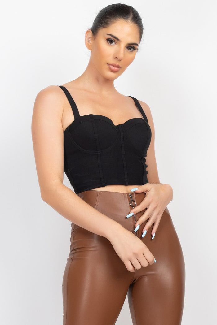 Black Cami Solid Bustier Tank Top