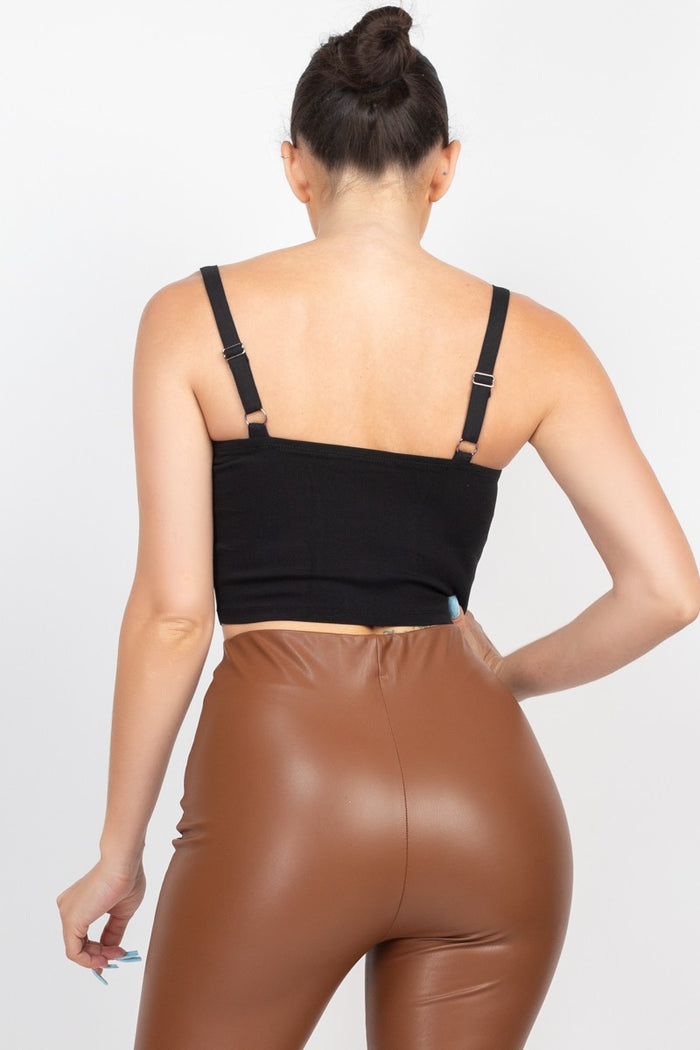 Black Cami Solid Bustier Tank Top