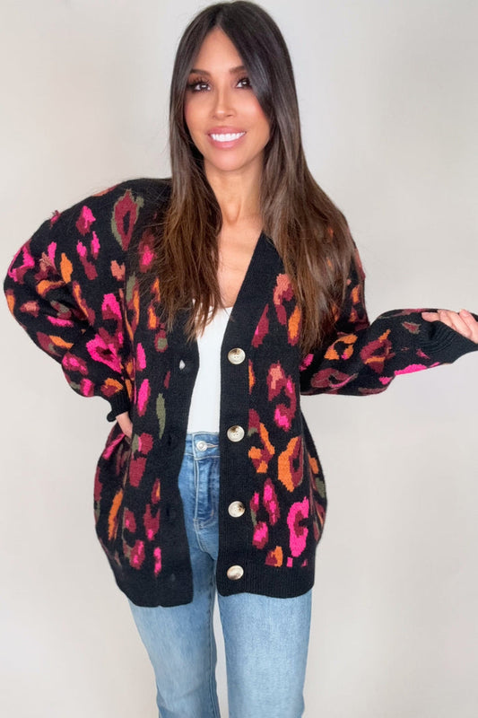 Style the Black Leopard Print Oversized Sweater exclusively at Born To Glam