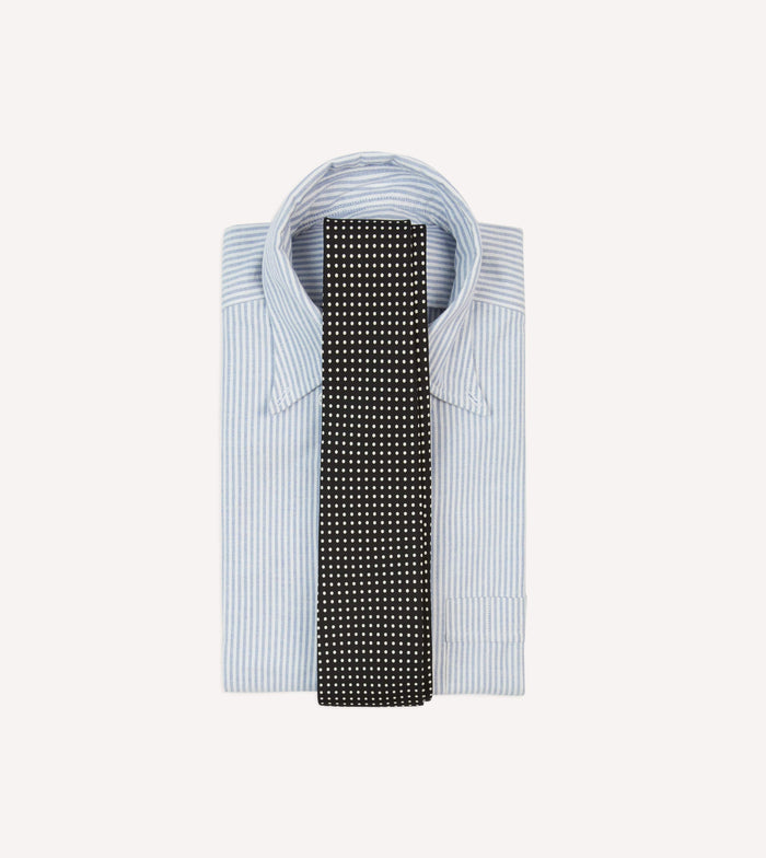 Black Small Spot Silk Self-Tipped Tie
