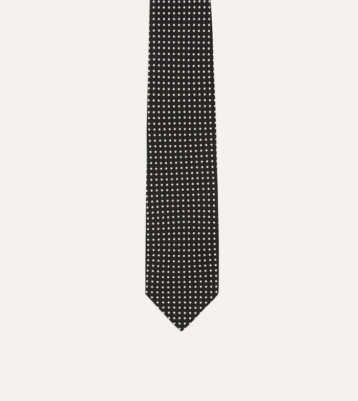 Black Small Spot Silk Self-Tipped Tie