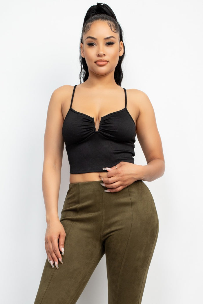 Black V-bar Solid Rib Top