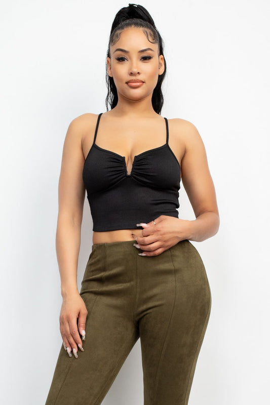 Black V-bar Solid Rib Top