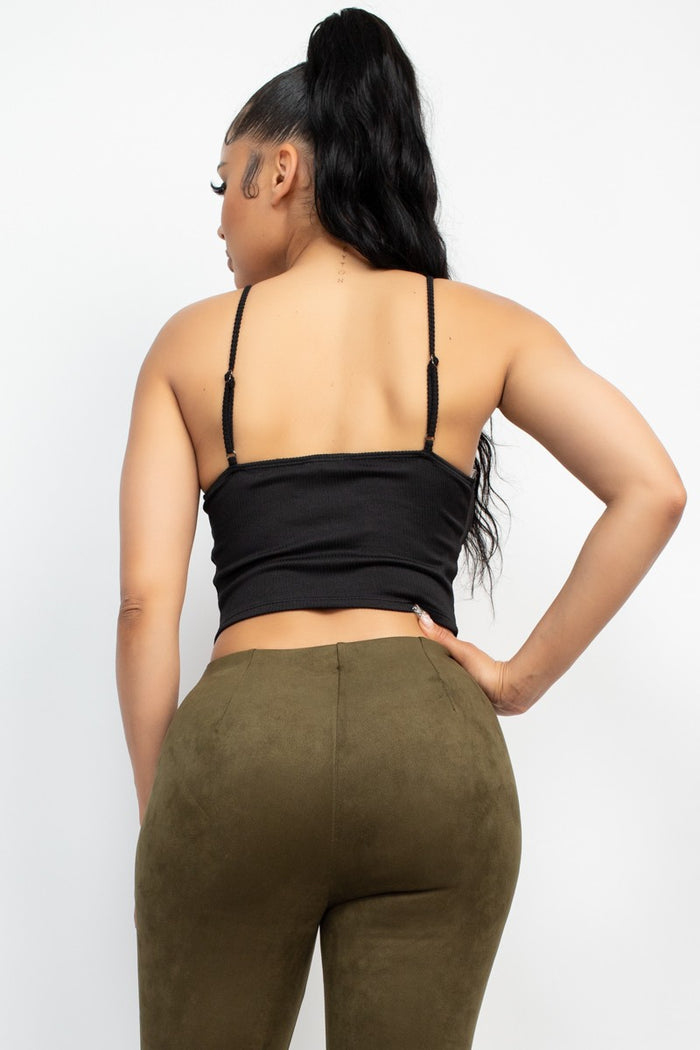 Black V-bar Solid Rib Top