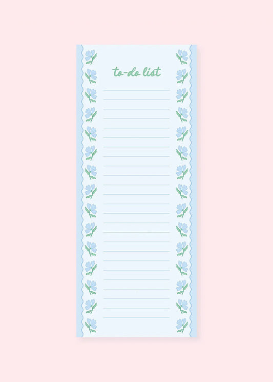 Blue Flower Wavy List Notepad