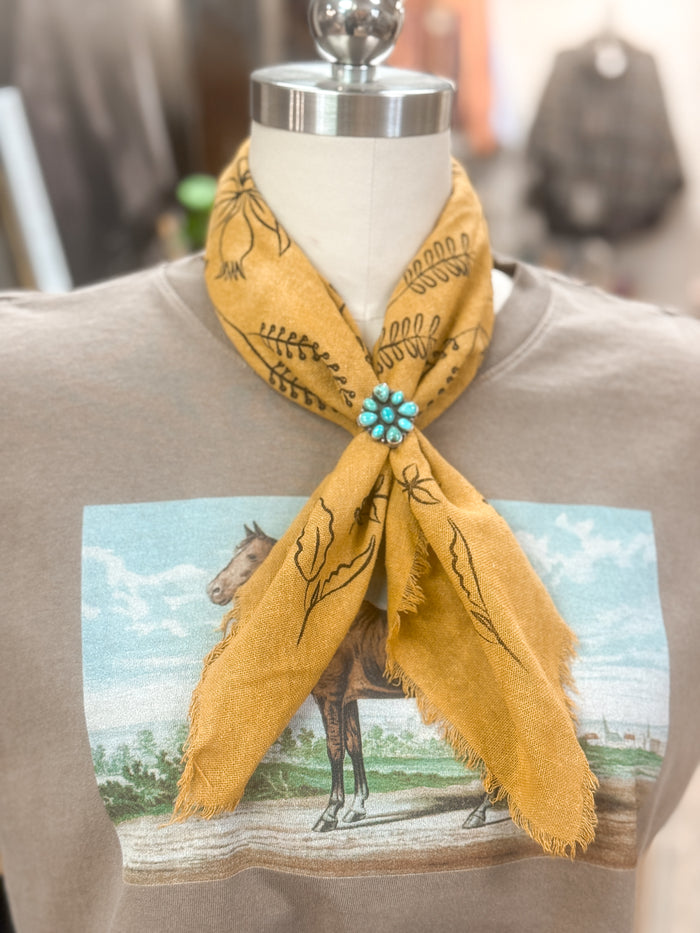 BOTANICAL PRINT BANDANA, DESERT GOLD