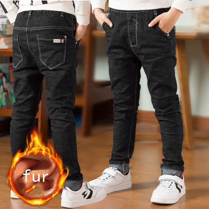 Boys fleece jeans front and back rise measurement table detail