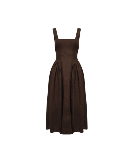 BRIDGETTE LINEN DRESS JAVA