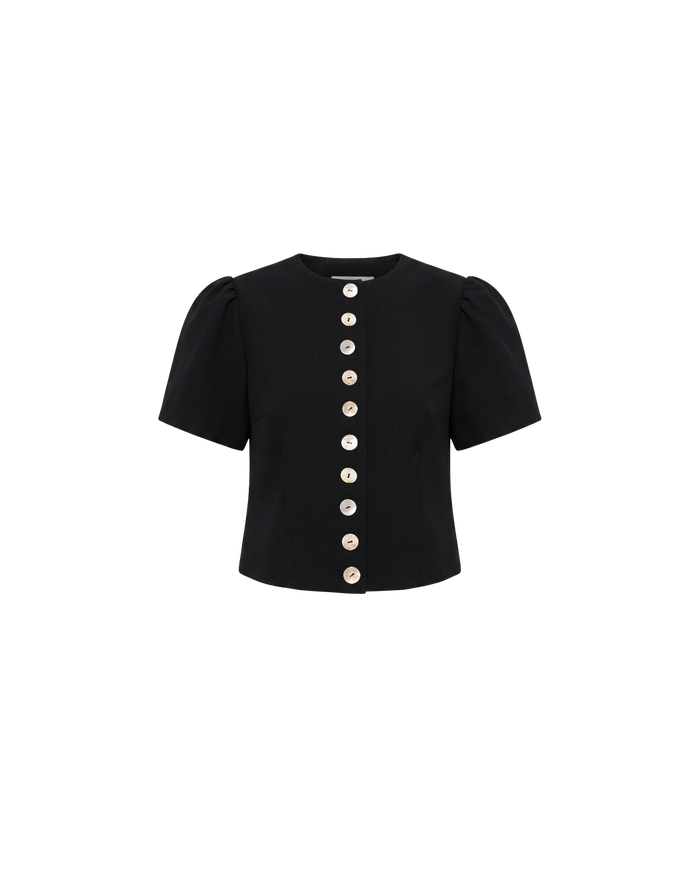 CAROLYN SHORT SLEEVE BLAZER BLACK