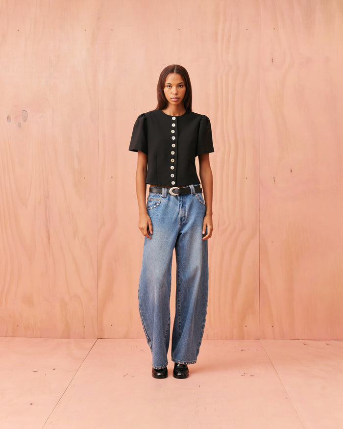 CAROLYN SHORT SLEEVE BLAZER BLACK