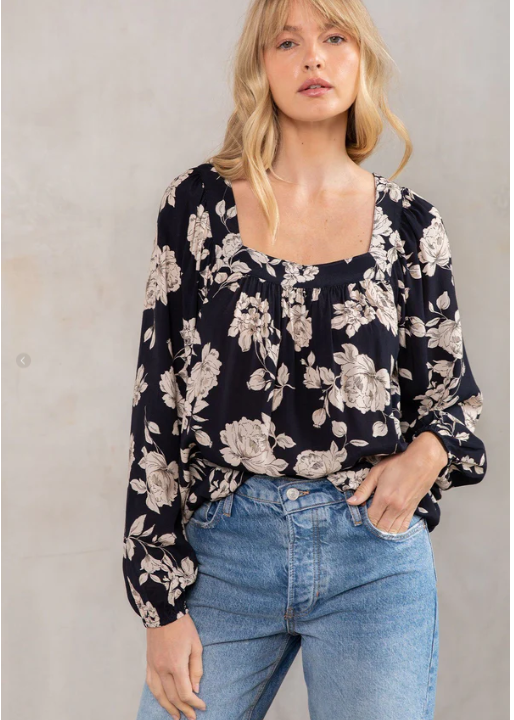 Catch Feelings Square Neck Blouse - Adored A Lovely Boutique