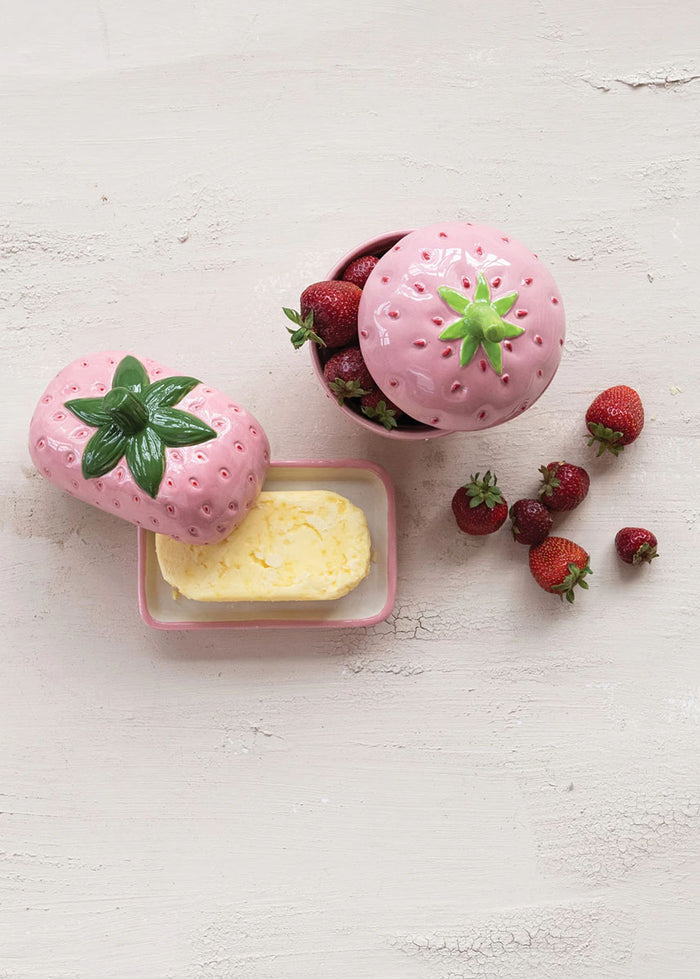 Ceramic Strawberry Jar & Lid