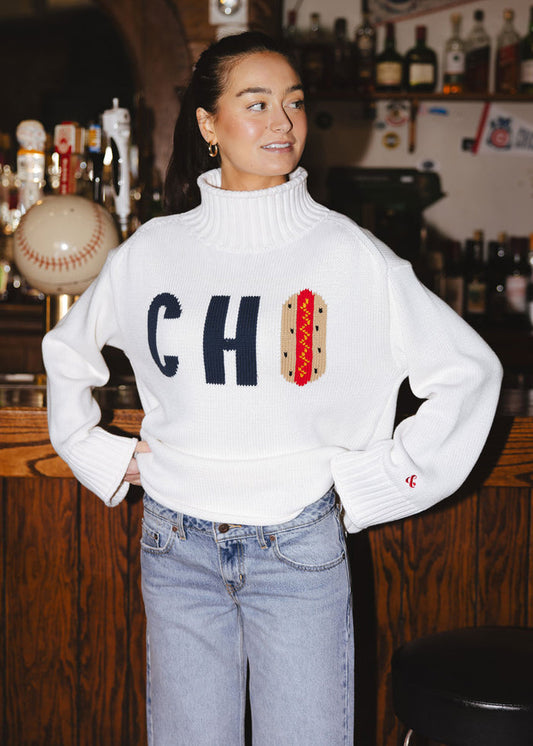 Chi Hot Dog Mock Neck Sweater - Ivory