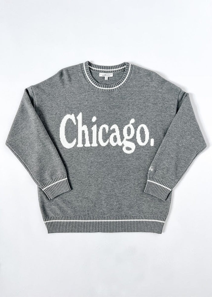 Chicago Oversized Stripe Cuff Sweater - Dark Grey