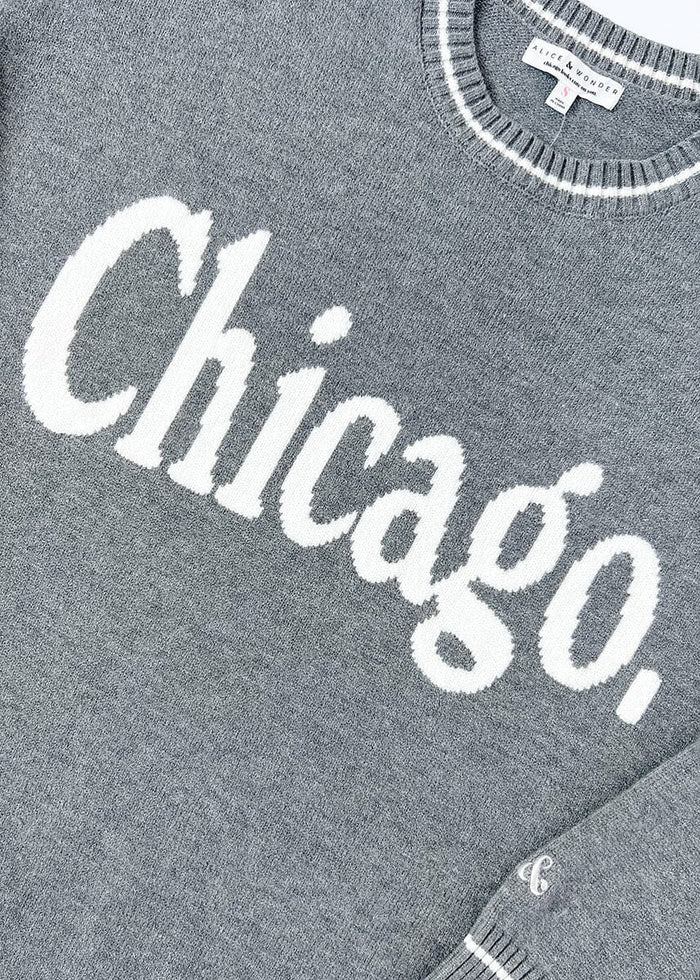 Chicago Oversized Stripe Cuff Sweater - Dark Grey