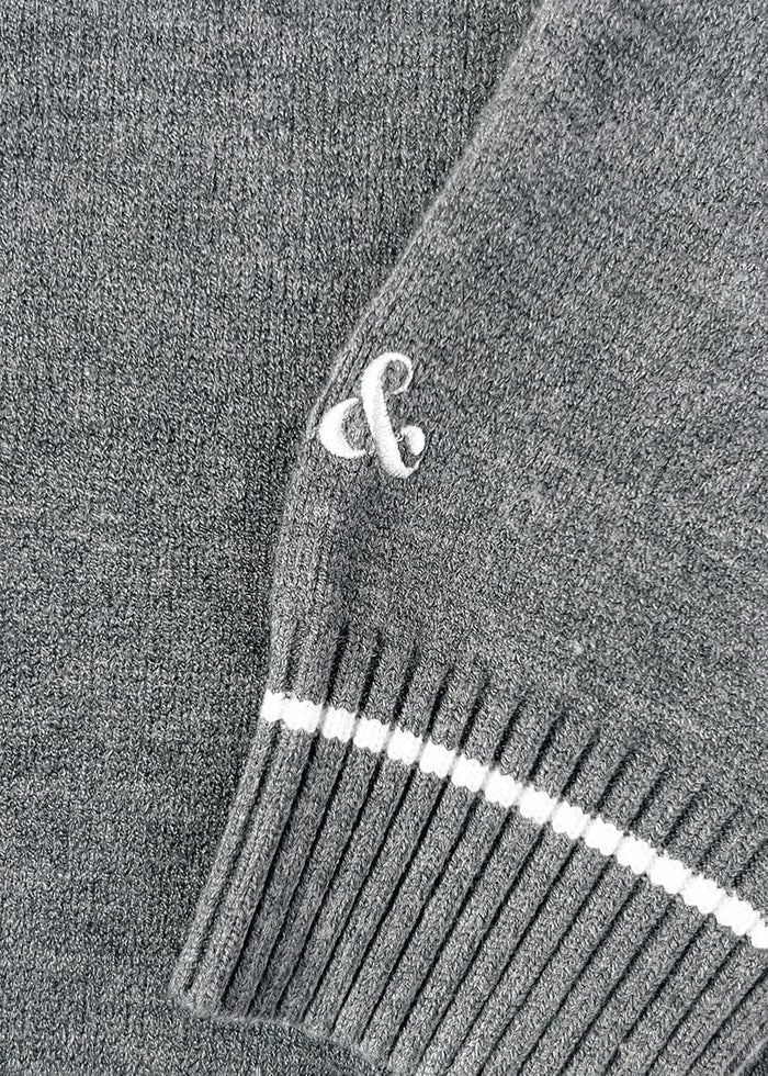 Chicago Oversized Stripe Cuff Sweater - Dark Grey