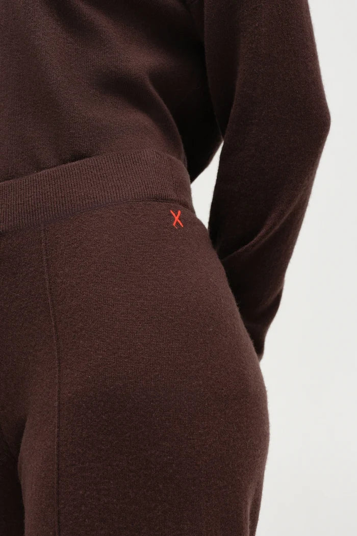 Chocolate Wool-Cashmere Wide-Leg Track Pants