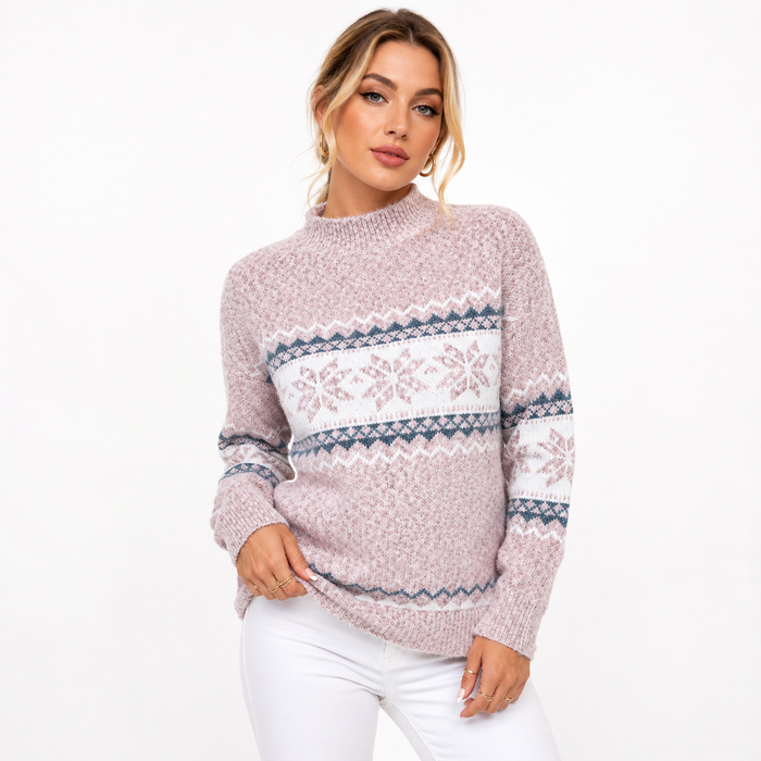 Cozy knitted sweater for women with winter pattern
