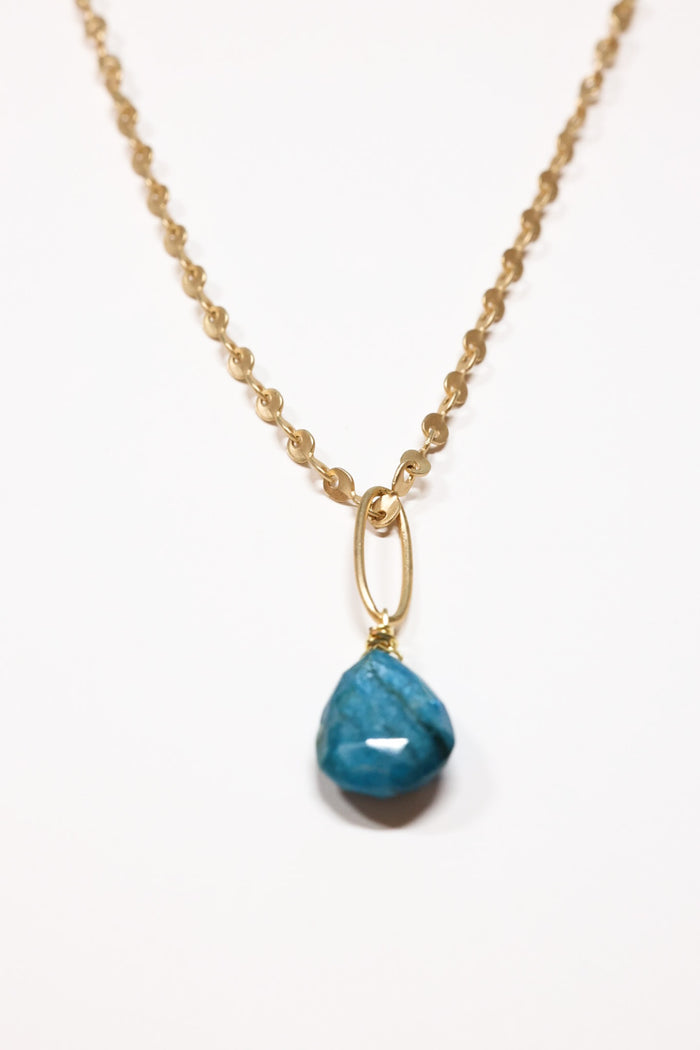 Chrysocalla Necklace Matte Gold