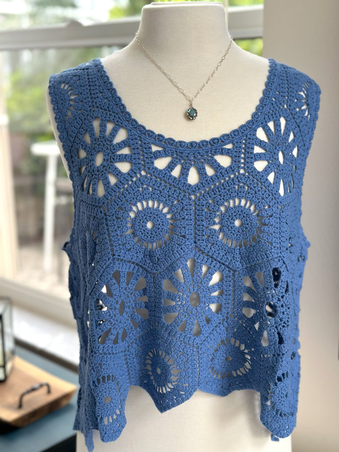 Cindy blue crochet top