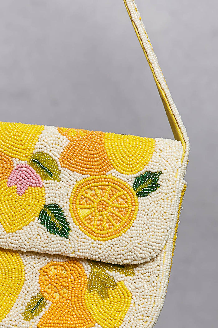CITRUS BEADED BAG, IVORY MULTI