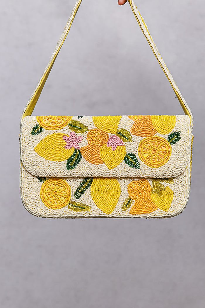 CITRUS BEADED BAG, IVORY MULTI