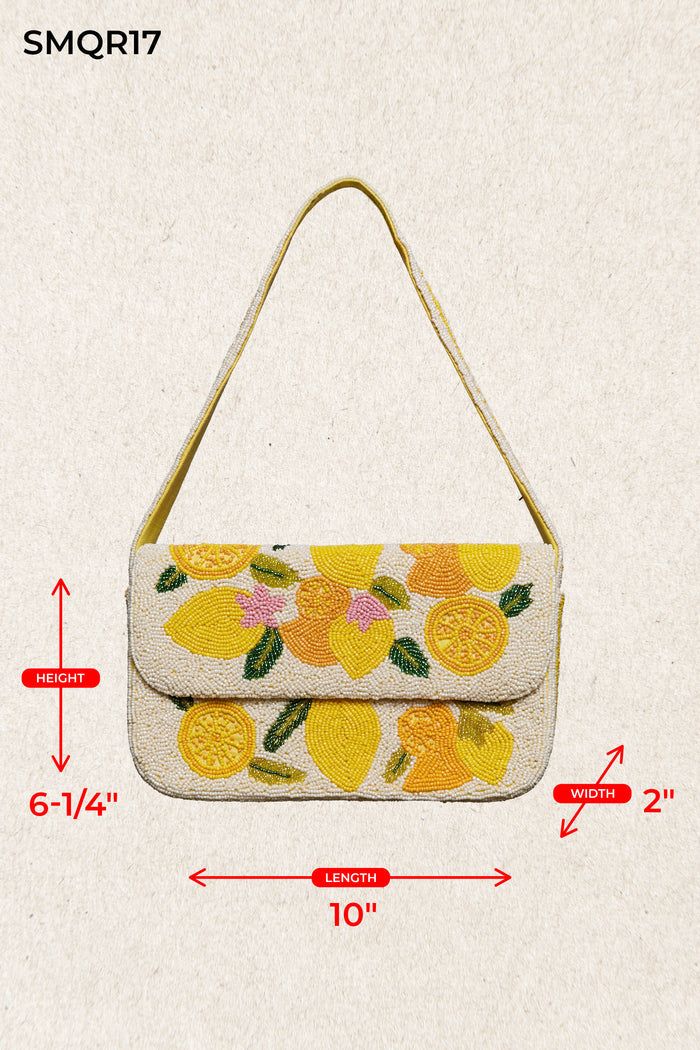 CITRUS BEADED BAG, IVORY MULTI