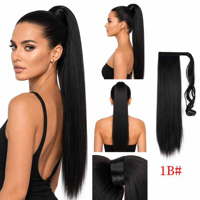 Clip in ponytail hair piece in straight style, designed for quick length, fuller volume, and neat everyday hair styling today
