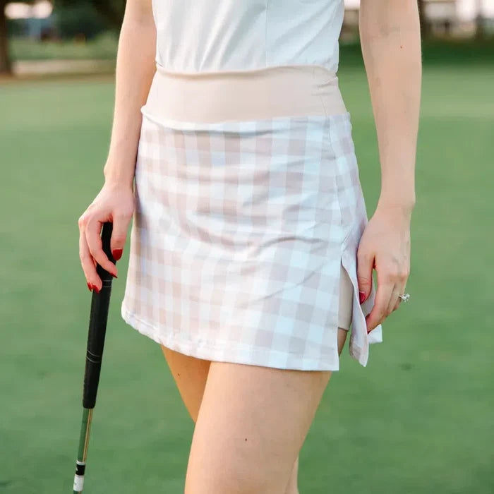 Club Special Gingham Skort - Beige/White