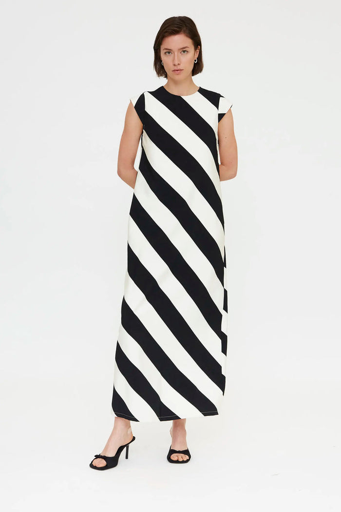 Compania Fantastica Long Dress Black & White Stripe