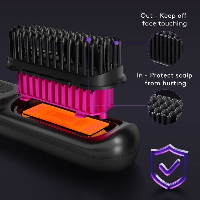 Straightening brush wireless design for travel-ready styling