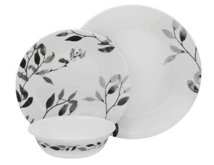 Corelle Boutique MISTY LEAVES 10 1/4" DINNER or 8 1/2" LUNCH PLATE Grey Leaves