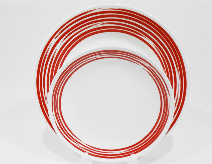 ❤️ Corelle BRUSHED RED / Cranberry STROKES 8 1/2" LUNCH PLATE Smooth Coupe Style