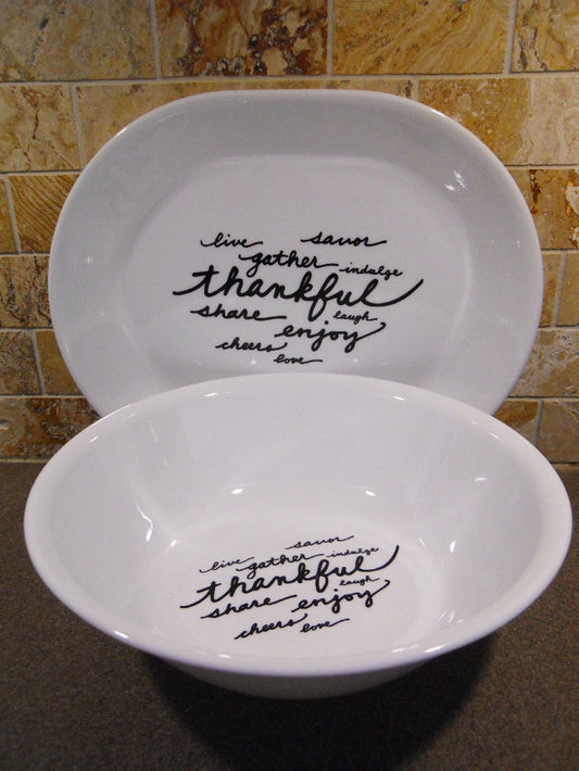❤️ Corelle CELEBRATIONS THANKFUL Serving Piece >>Choose: PLATTER or 2-Qt BOWL