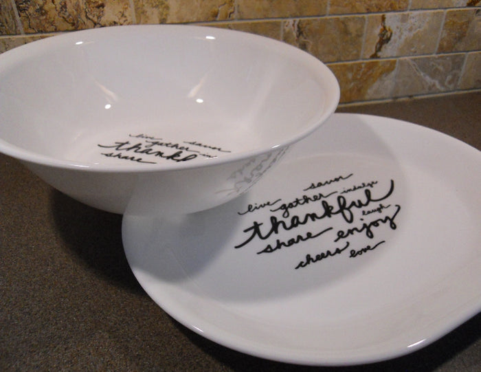 ❤️ Corelle CELEBRATIONS THANKFUL Serving Piece >>Choose: PLATTER or 2-Qt BOWL