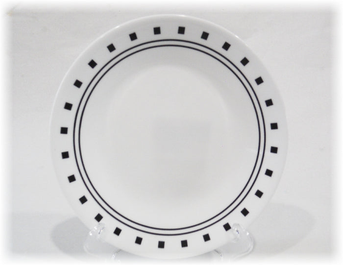 Corelle CITY BLOCK 6 3/4" BREAD PLATE Dessert *Black White GEOMETRIC Squares