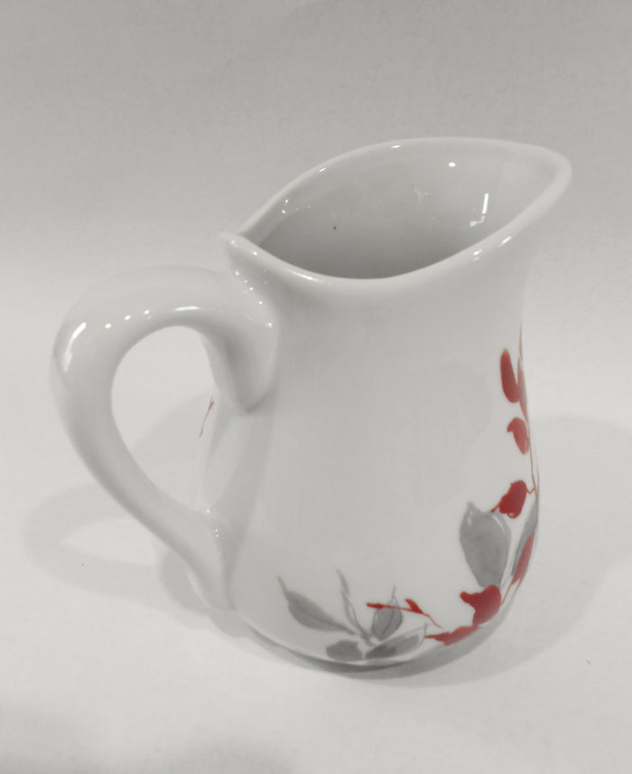 CORELLE Coordinate KYOTO LEAVES Porcelain CREAM / SYRUP PITCHER Red Gray Leaves