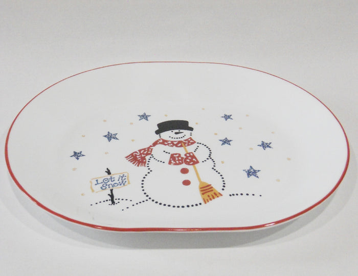 Corelle FROSTY MORN Snowman SERVING PLATTER Christmas Winter Snow Snowmen