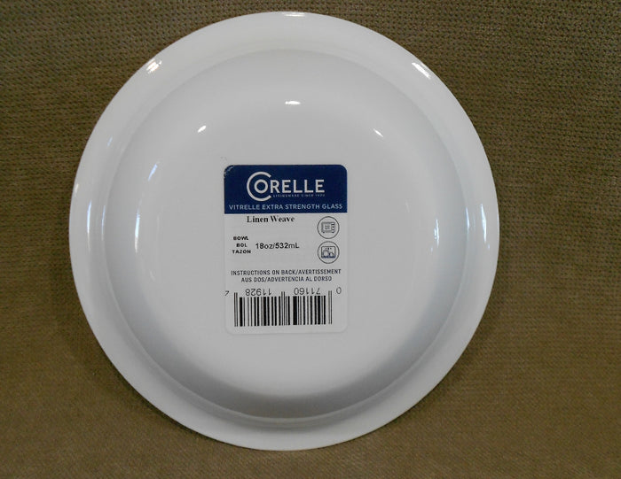 ❤️ Corelle LINEN WEAVE 19-oz Soup Salad CEREAL BOWL 7.25" *White Woven Embossed