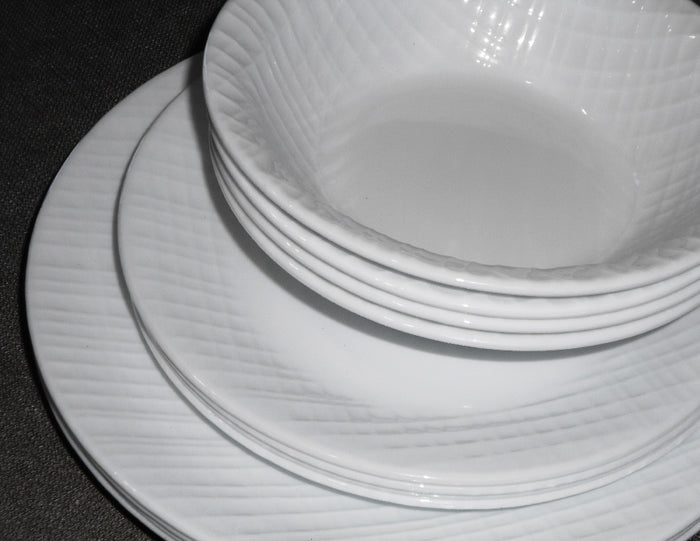 ❤️ Corelle LINEN WEAVE 19-oz Soup Salad CEREAL BOWL 7.25" *White Woven Embossed